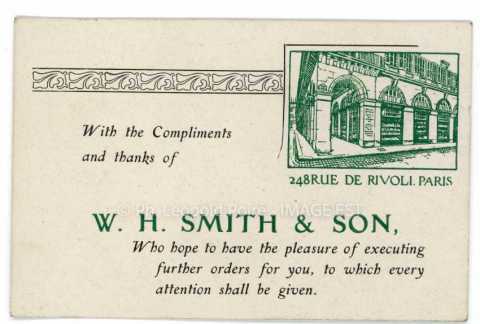 Carte de visite W. H. Smith & Son (Paris)